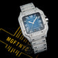 Handset Moissanite VVS 40MM Blue Dial White Gold Bust Down Luxury Watch