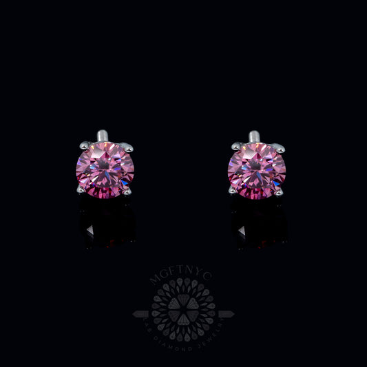 10K White Gold Pink Diamond Earrings 2 CTW