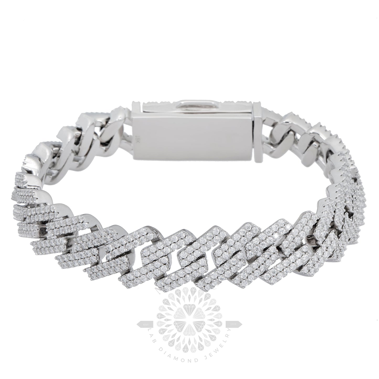 14MM Prong Set Diamond Cuban Link Bracelet
