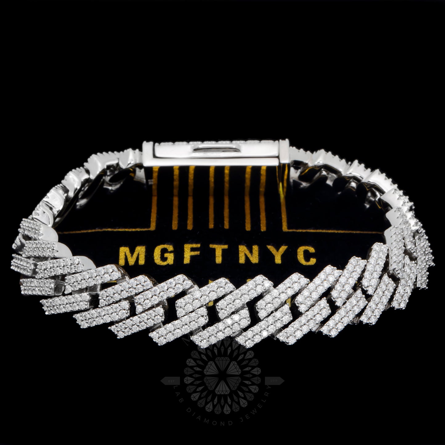 12MM Diamond Cuban Chain And Bracelet Set 18 CT