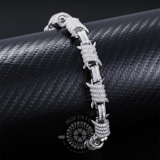 12MM Round Diamond Barbed Wire Bracelet 3.5 CT
